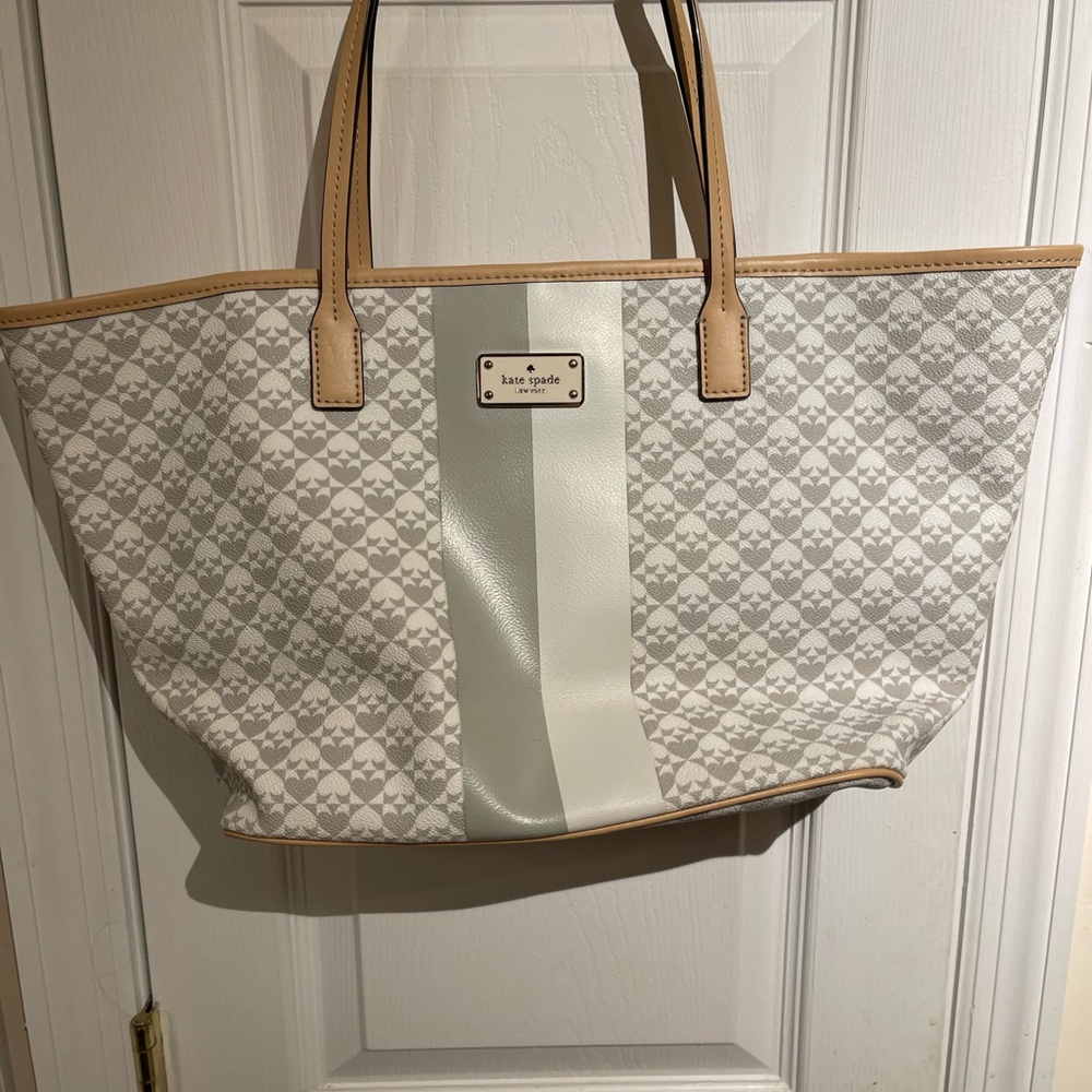 Kate Spade Gray and Cream Tote Bag